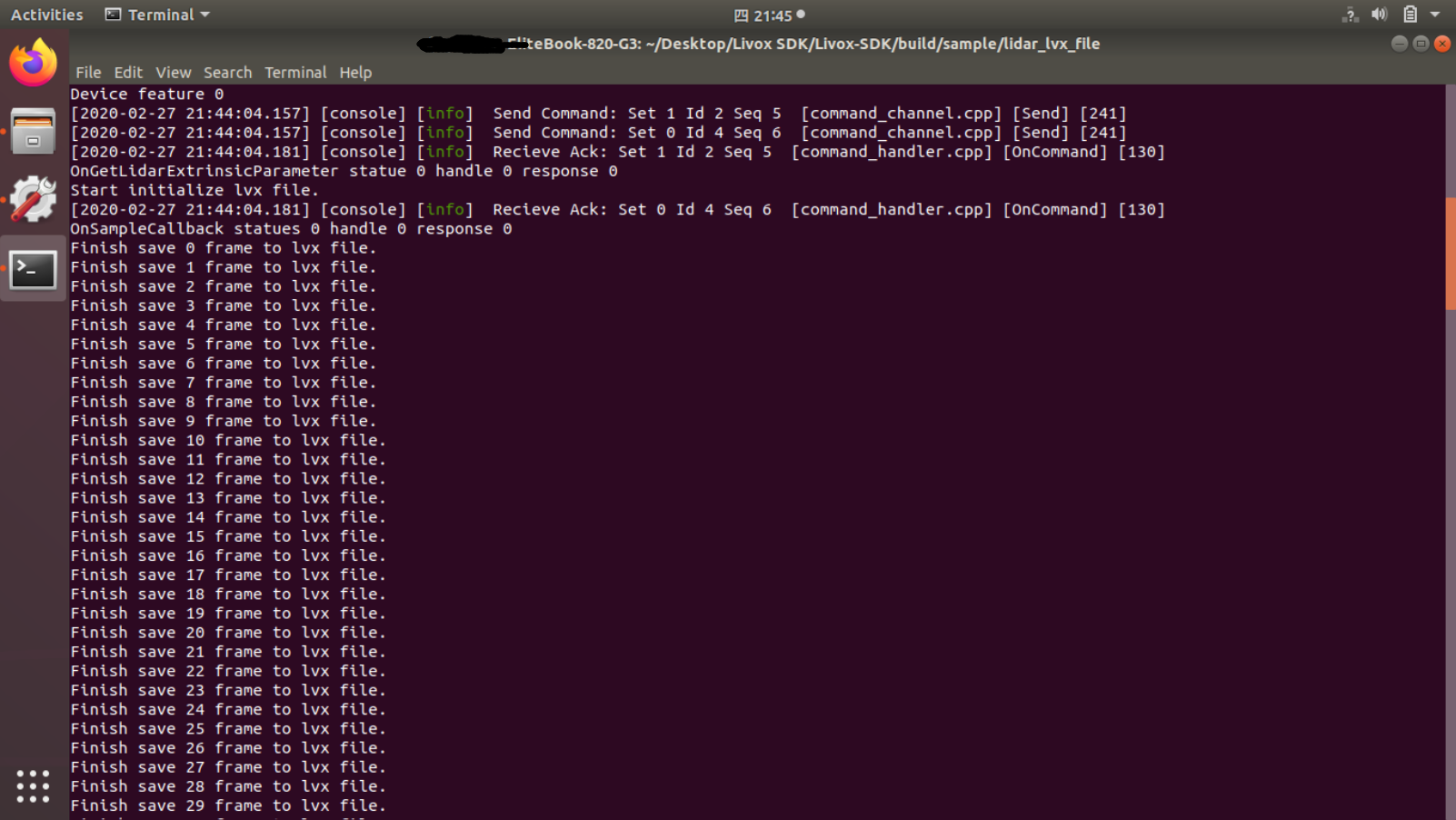 Save lvx data by Livox-SDK 2